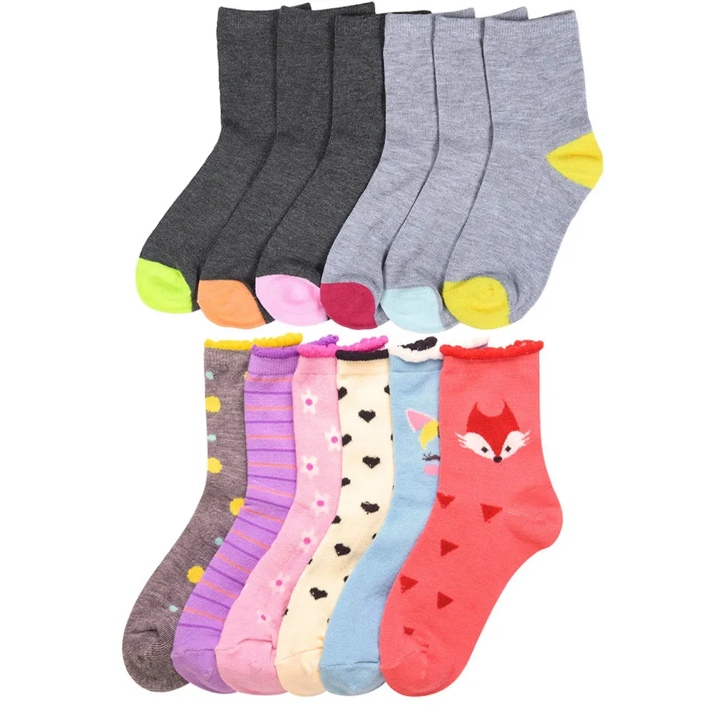 12 Pairs Assorted Baby Girl Socks Toddler Fashion Kids Size 4-6 Wholesale USA