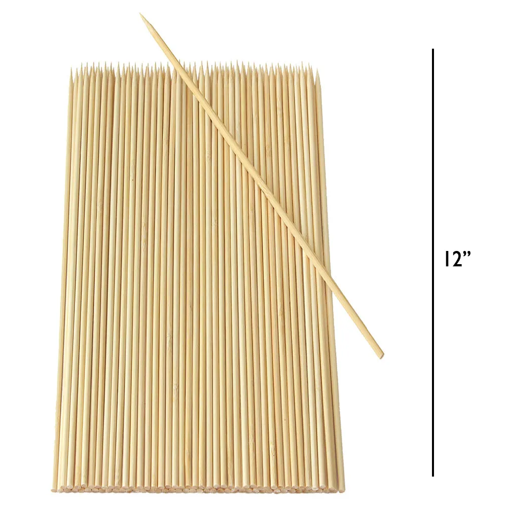 600 Bamboo Skewers 12" Wood Wooden Sticks BBQ Shish Kabob Fondue Party Grill Lot