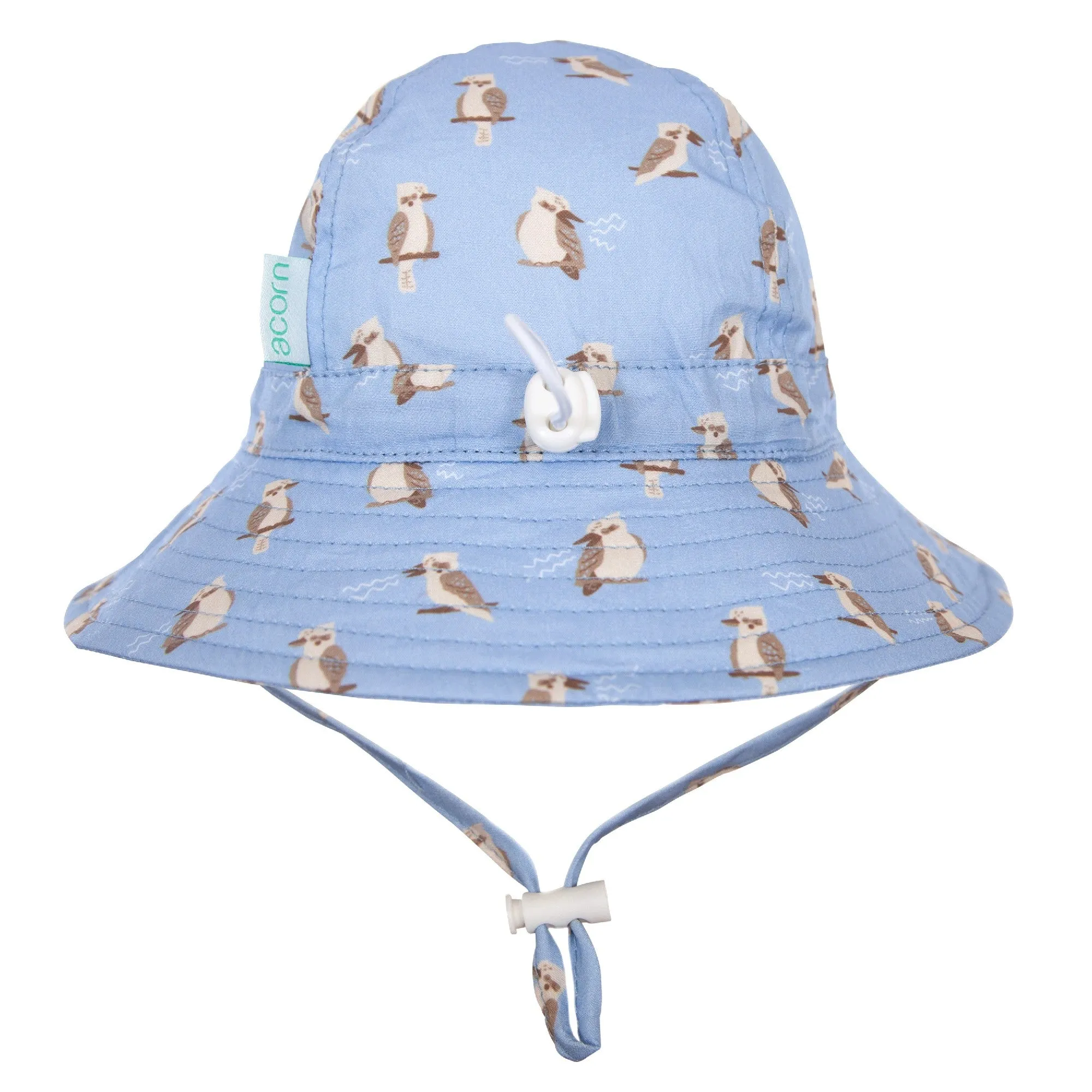 ACORN KIDS - KOOKABURRA WIDE BRIM INFANT HAT: BLUE AND BROWN