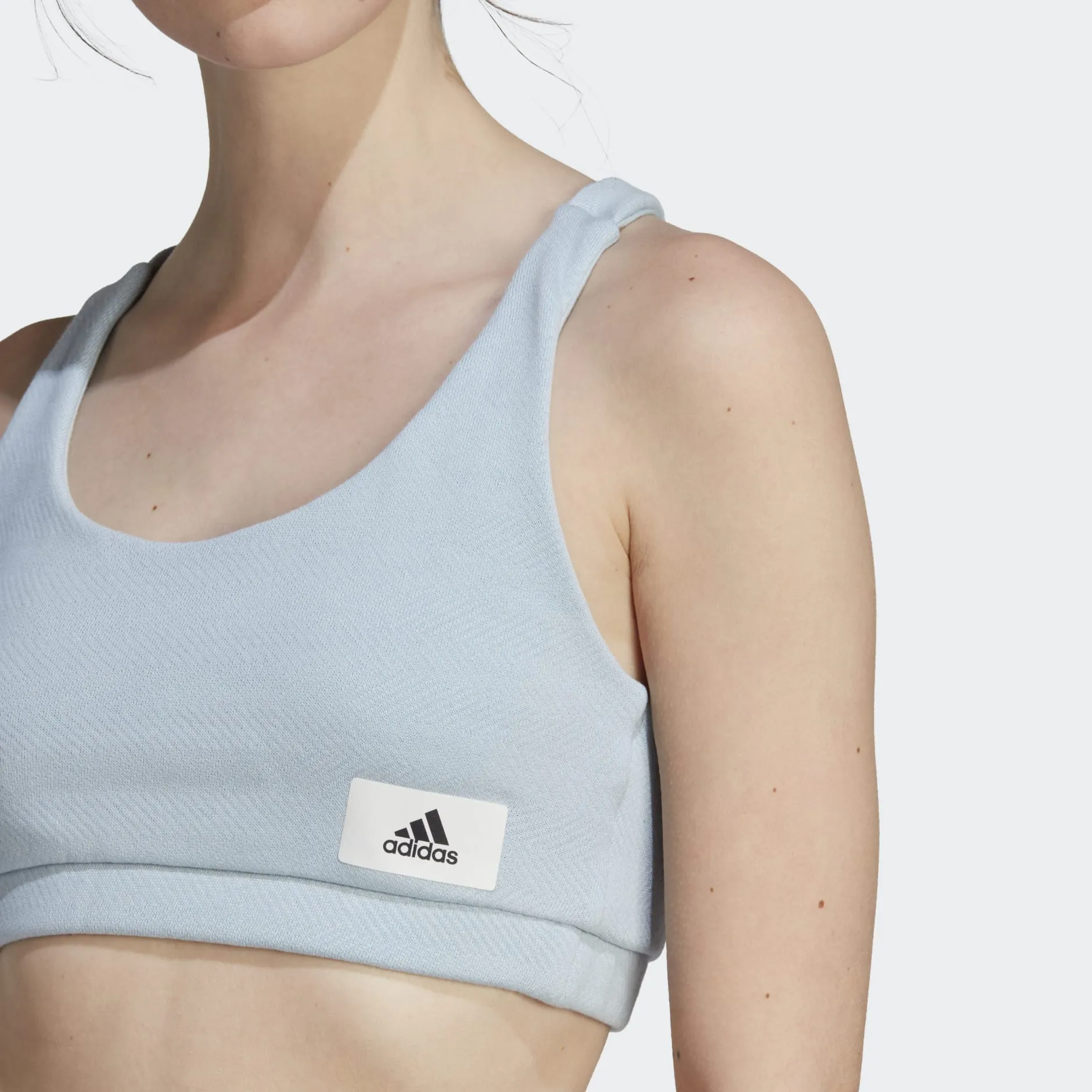 ADIDAS LOUNGE FRENCH TERRY SPORTS BRA LONG-SLEEVE TOP - IU3168