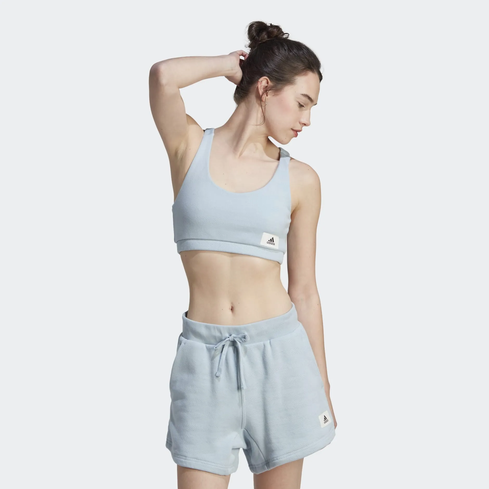 ADIDAS LOUNGE FRENCH TERRY SPORTS BRA LONG-SLEEVE TOP - IU3168