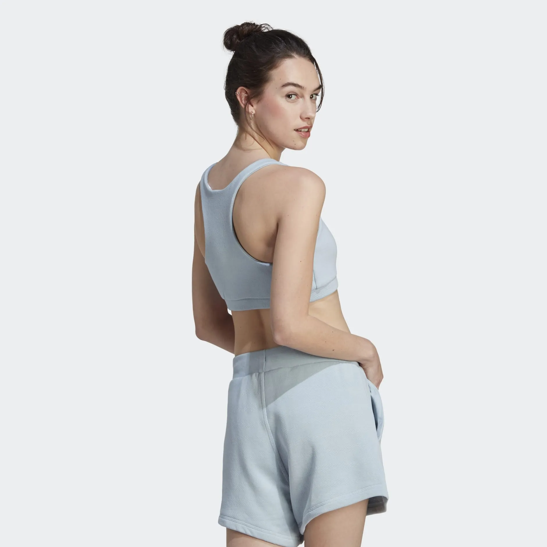 ADIDAS LOUNGE FRENCH TERRY SPORTS BRA LONG-SLEEVE TOP - IU3168