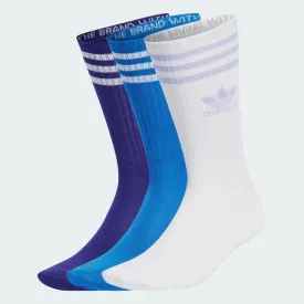 ADIDAS MID CUT CREW SOCKS 3 PAIRS - BLUE