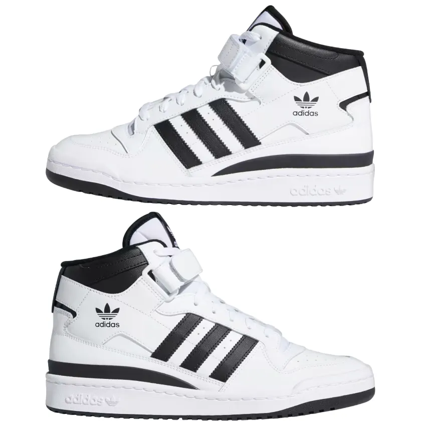 Adidas Originals scarpa sneakers alta da uomo Forum Mid FY7939 bianco-nero