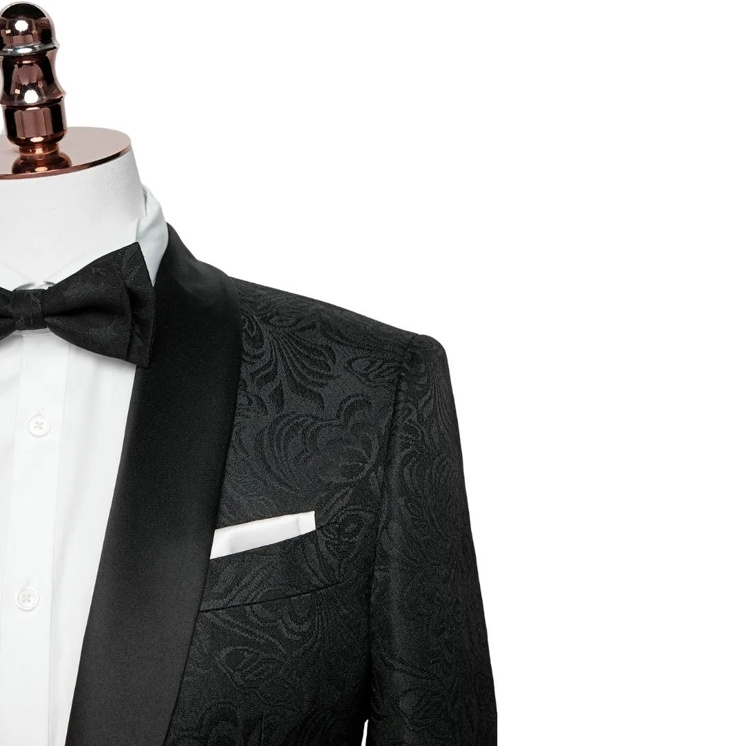 Arthur Black Jacquard Shawl Collar Two-Piece Slim Fit Wedding Suit