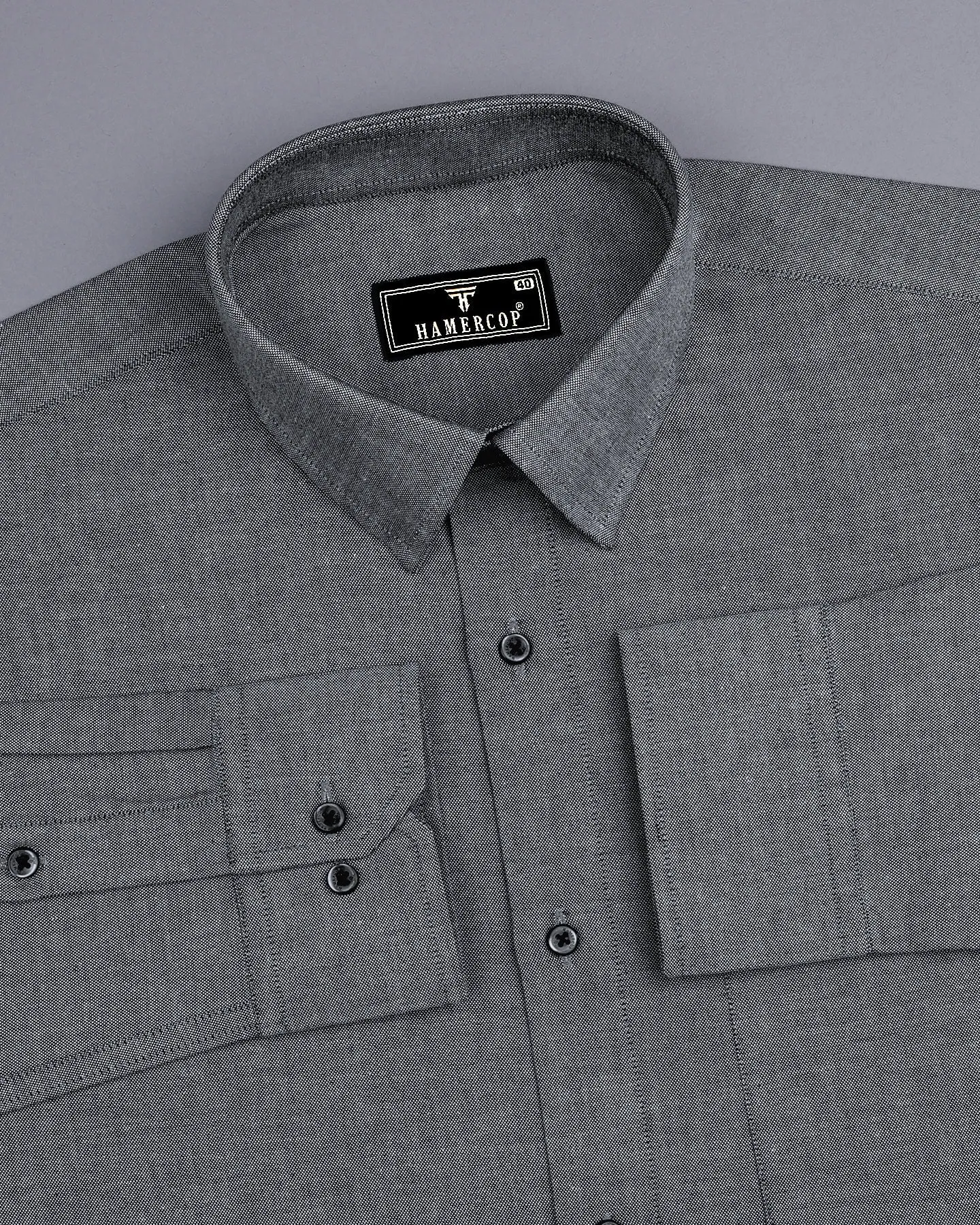Ash Gray Oxford Cotton Plain Formal Shirt