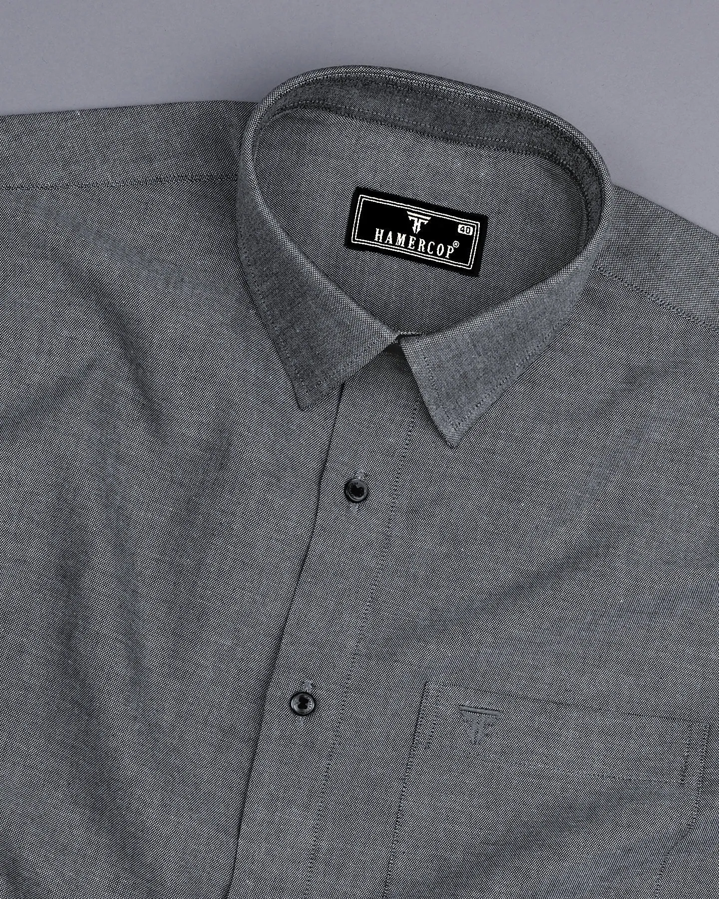 Ash Gray Oxford Cotton Plain Formal Shirt