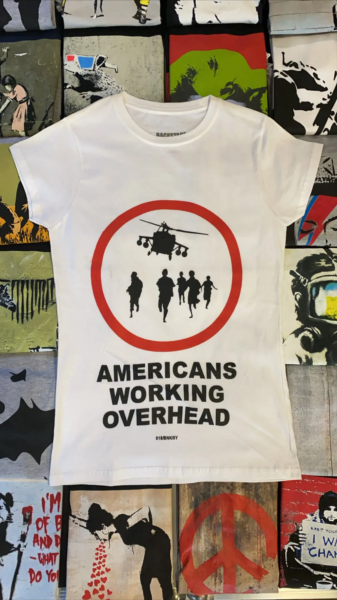 Banksy Women's T-shirt - Americans Working Overhead