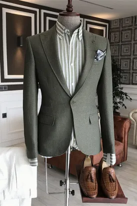 Bishop Latest Dark Green Peaked Lapel Prom Suit For Men