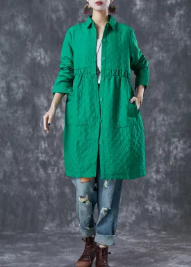 Bohemian Green Peter Pan Collar Plaid Cotton Coat Fall ML1830