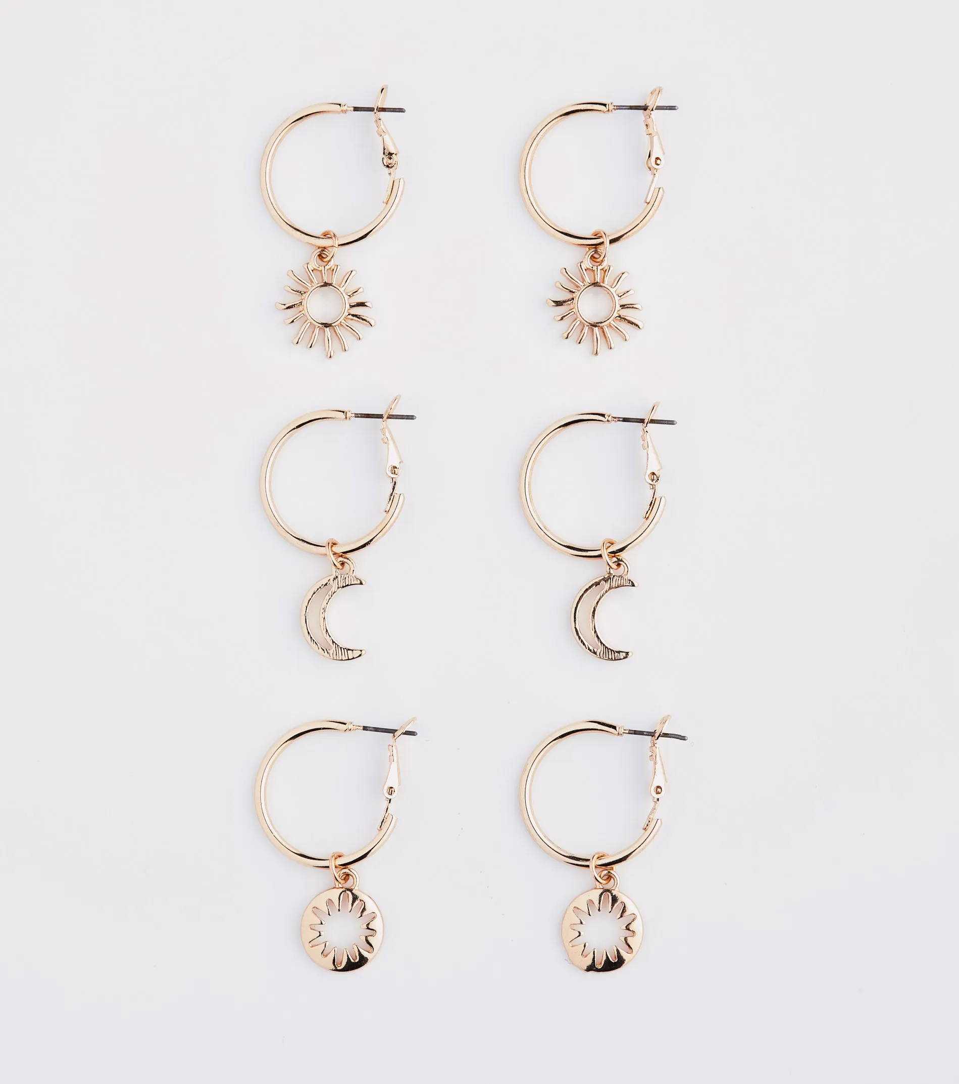 Boho Charm Huggie Hoop Earring Set