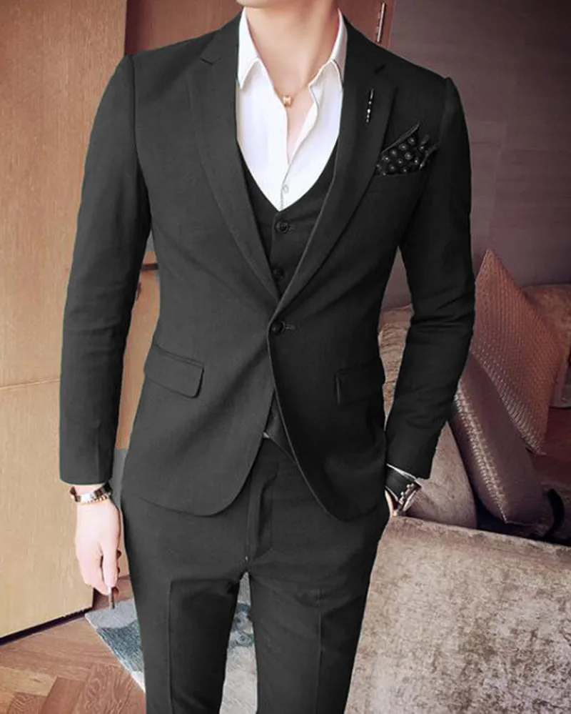CB04281 Slim Fit Dark Forest Green notch lapel three Pieces Suits Men's Wedding Dress Tuxedos (Jakcet pants vest)