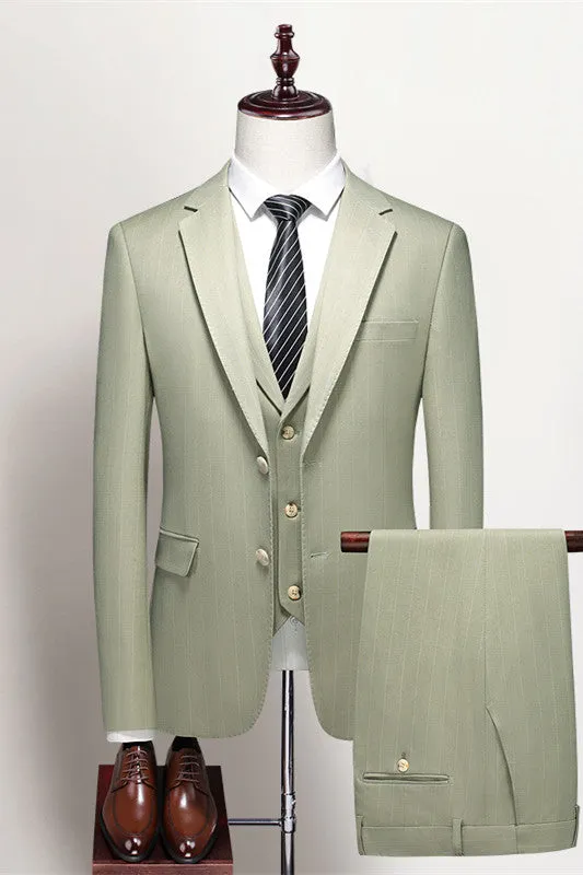 Clarence Modern Sage Notched Lapel Three Piece Prom Men's Suit