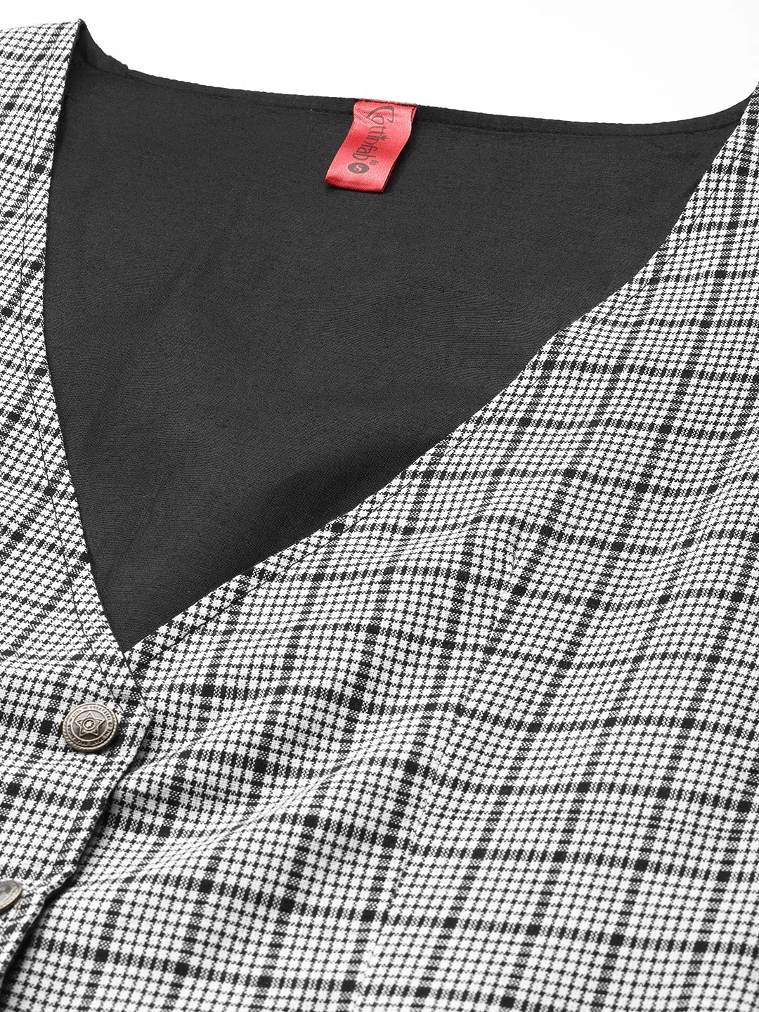 Cottinfab Women Checked Single-Breasted Two-Piece Suit