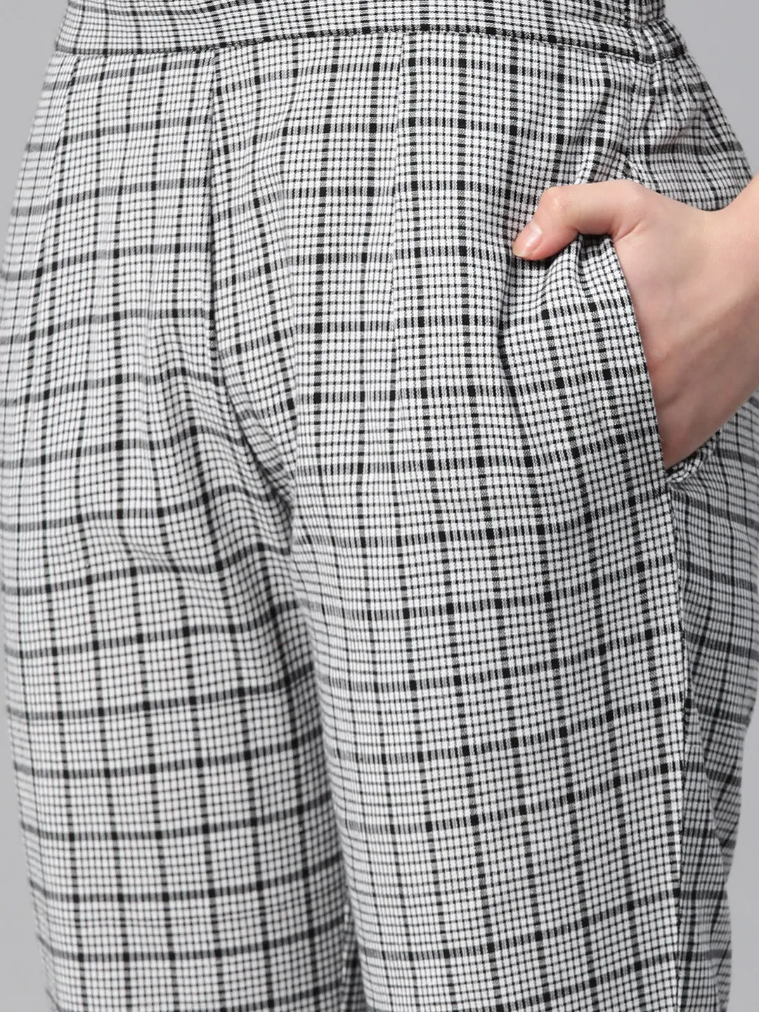 Cottinfab Women Checked Single-Breasted Two-Piece Suit