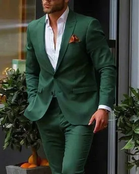 Dark Green Groomsmen Suit  2 piece Wedding Party Suits CB3328