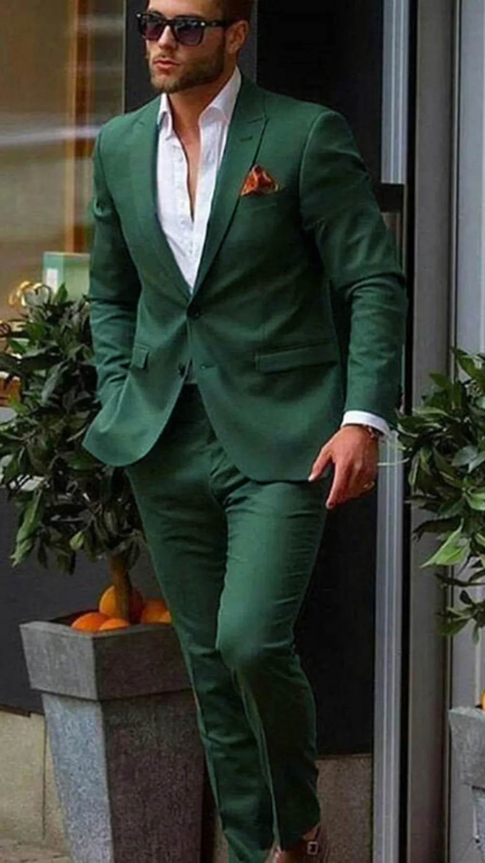 Dark Green Groomsmen Suit  2 piece Wedding Party Suits CB3328