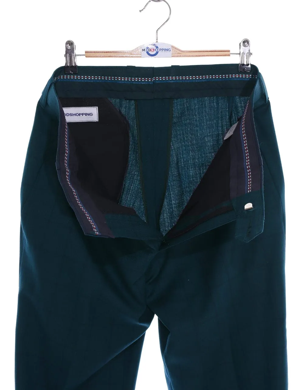 Dark Sea Green Windowpane Check Double Breasted Suit
