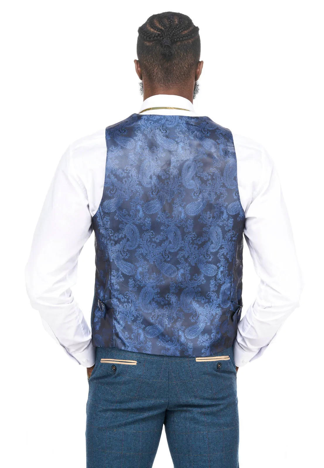 Dion Vintage Blue Tweed Waistcoat :- Tweed Waistcoat