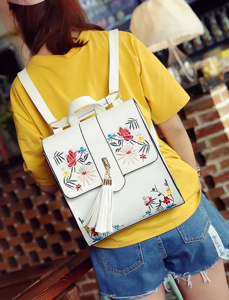 Embroidery Tassel Backpack