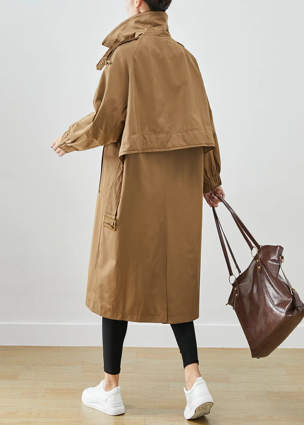 Fashion Chocolate Oversized Pockets Cotton Coat Outwear Fall ML2524