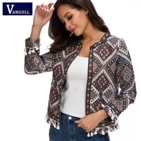 Floral Spring Jacket Women Coat 2019 New Floral Spring O Neck Long Sleeve Tassel Cardigan