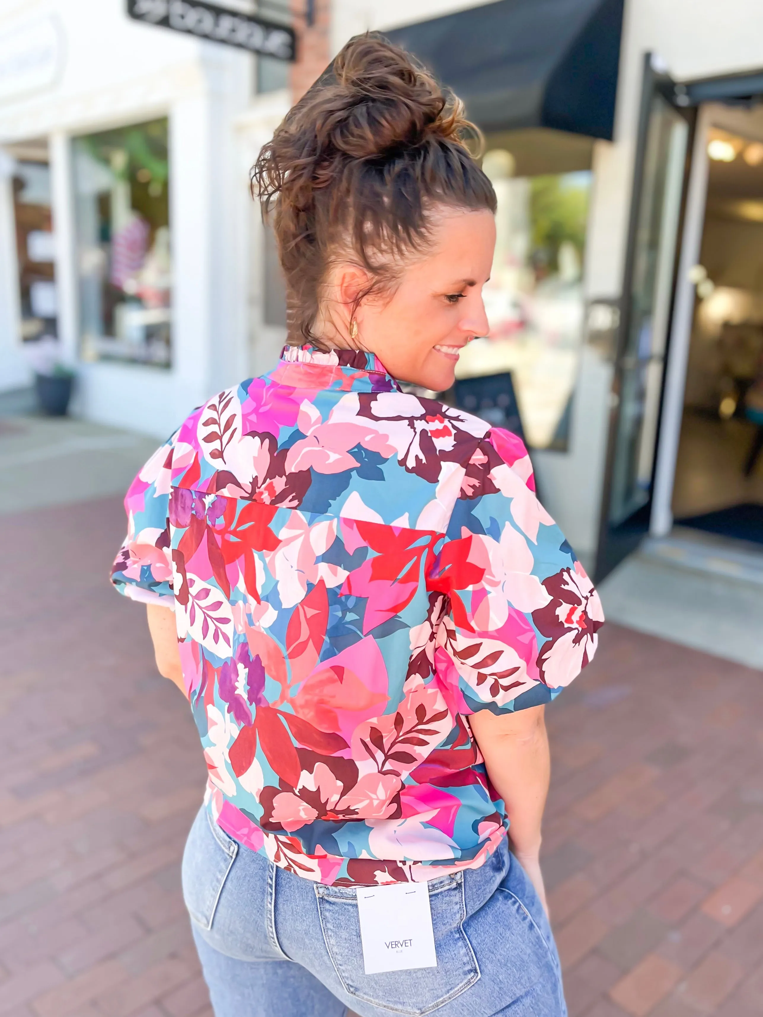 Floral Woven Puff Sleeve Blouse