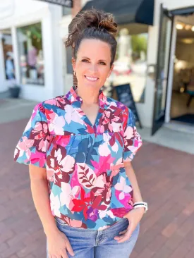 Floral Woven Puff Sleeve Blouse
