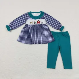 GLP0885 baby girl Embroidery Farm girl set
