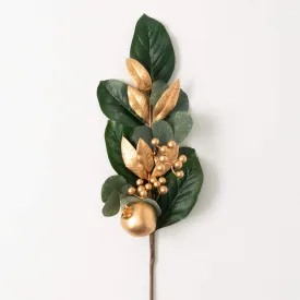 Gold Berry Leaf Spray
