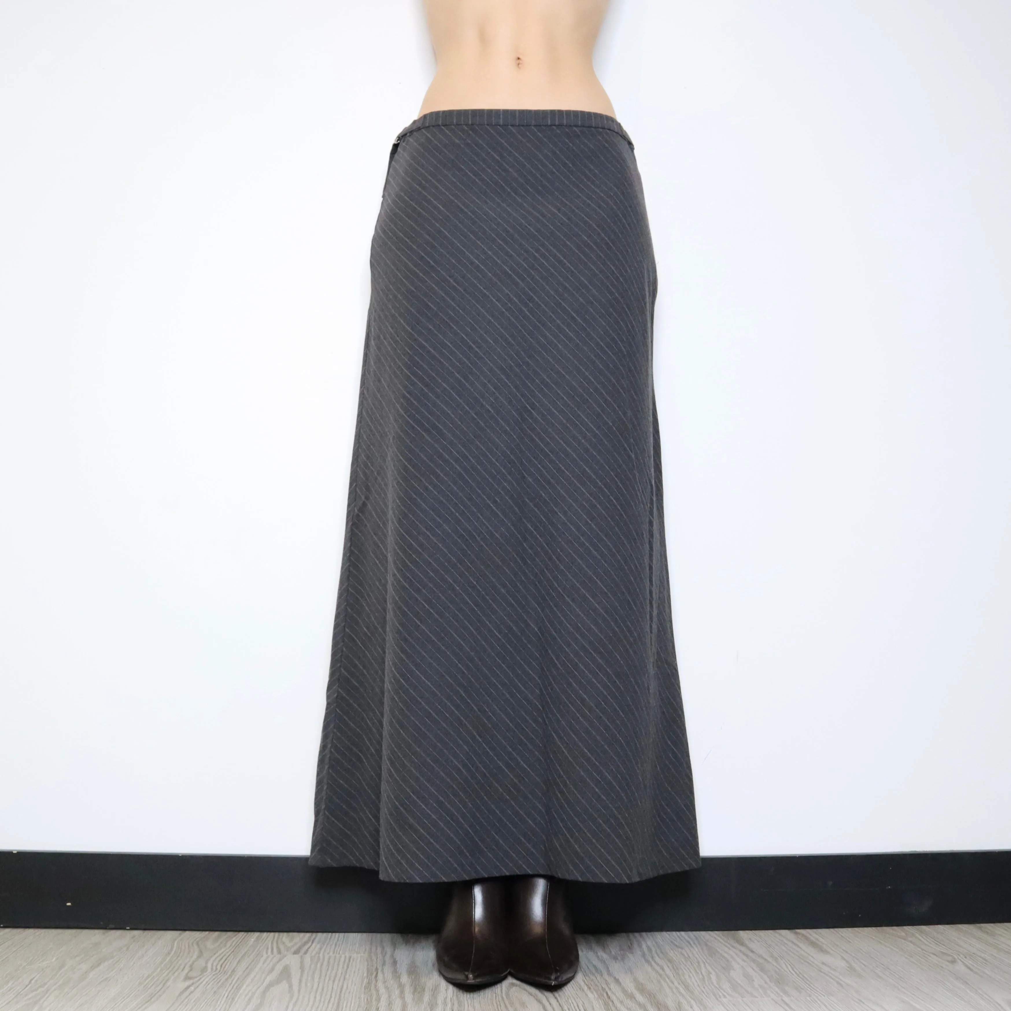 Gray Pinstripe Maxi Skirt (Medium) 
