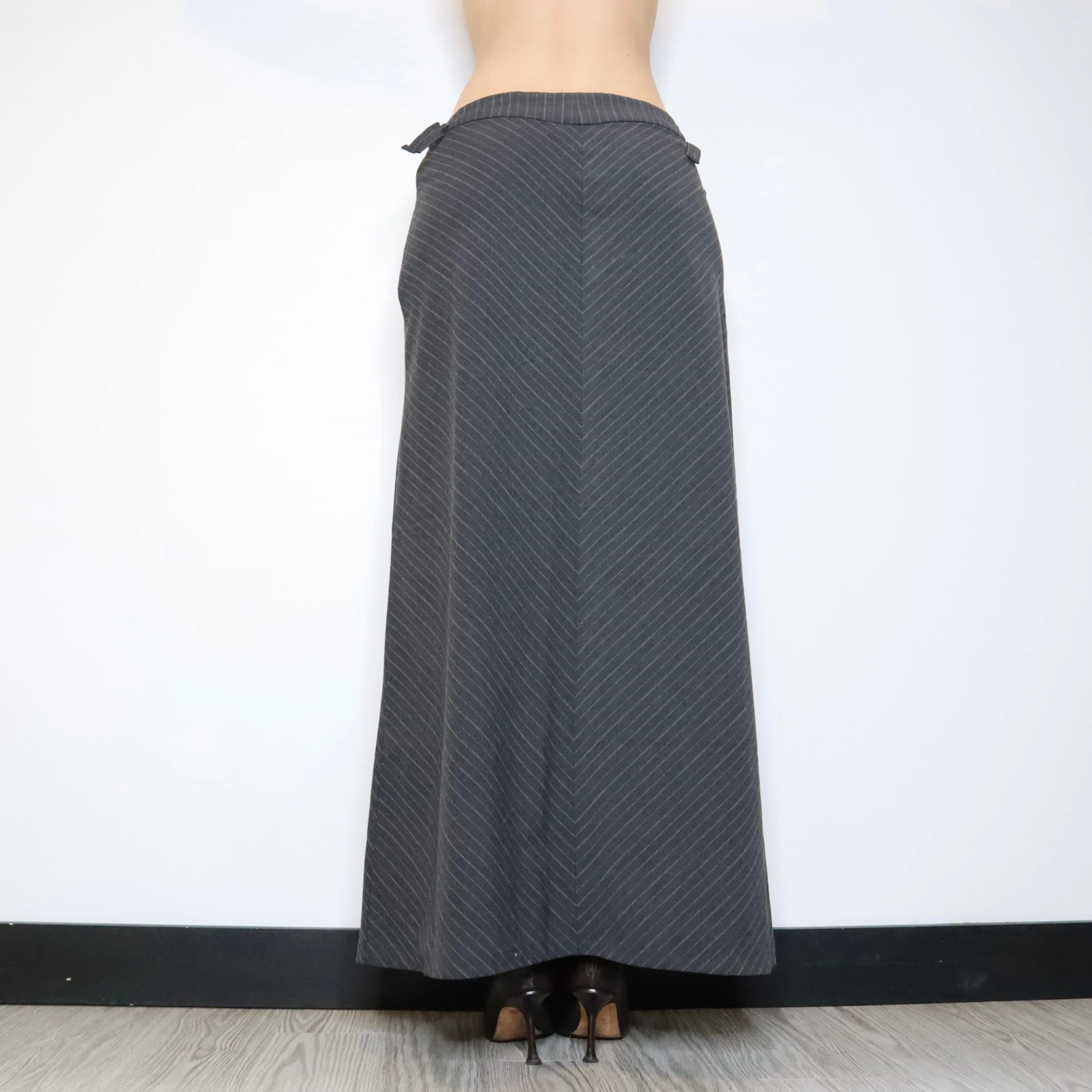 Gray Pinstripe Maxi Skirt (Medium) 