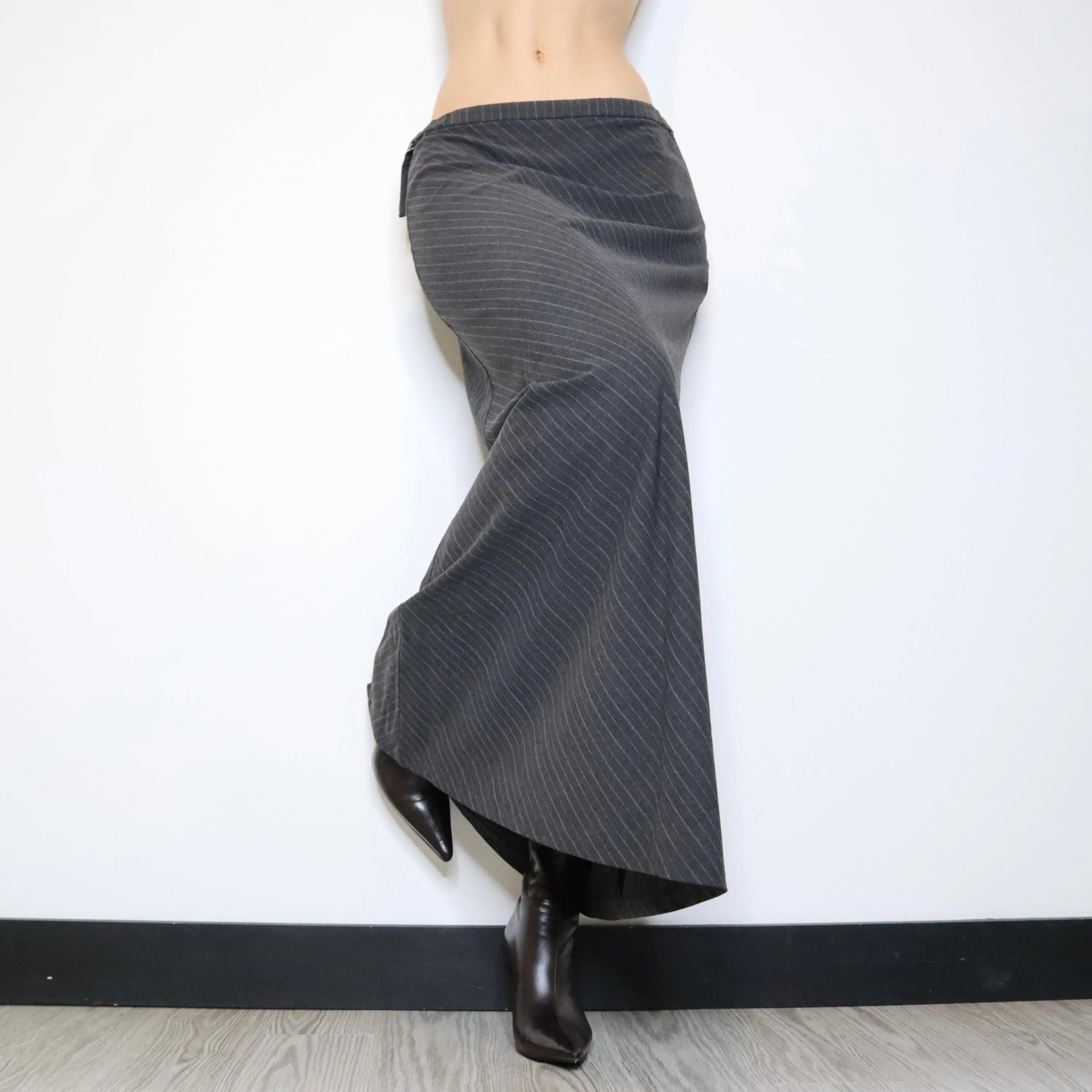 Gray Pinstripe Maxi Skirt (Medium) 