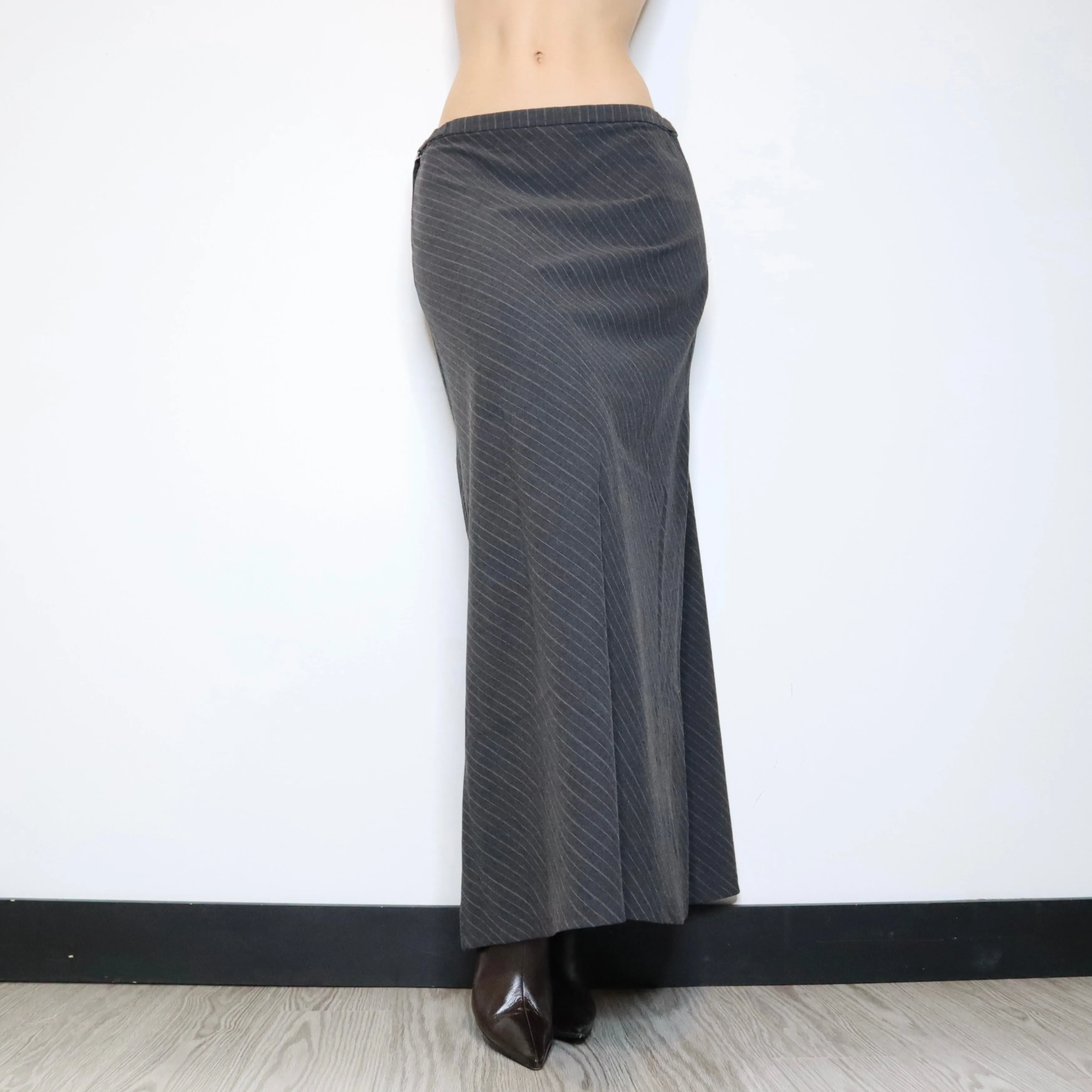 Gray Pinstripe Maxi Skirt (Medium) 