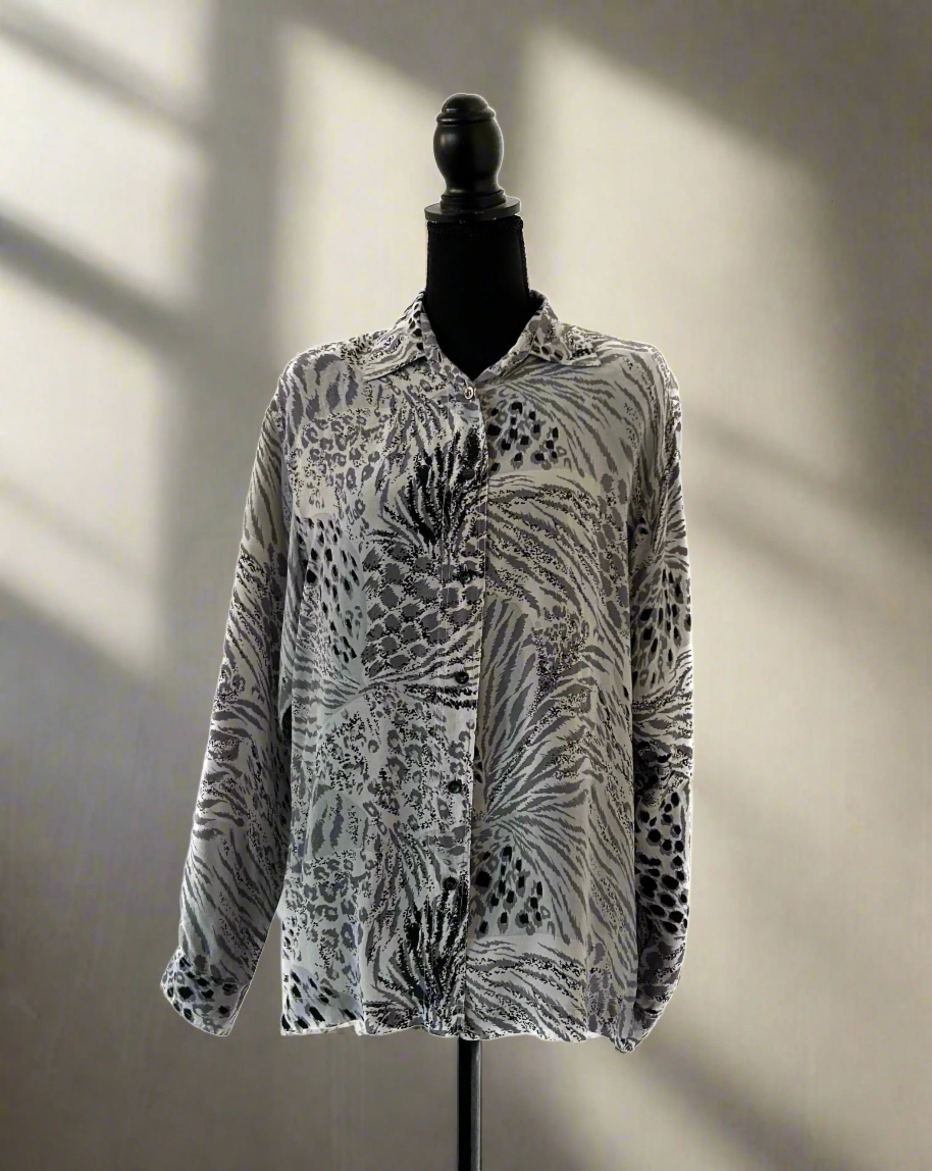 Grayscale Animal Print Blouse