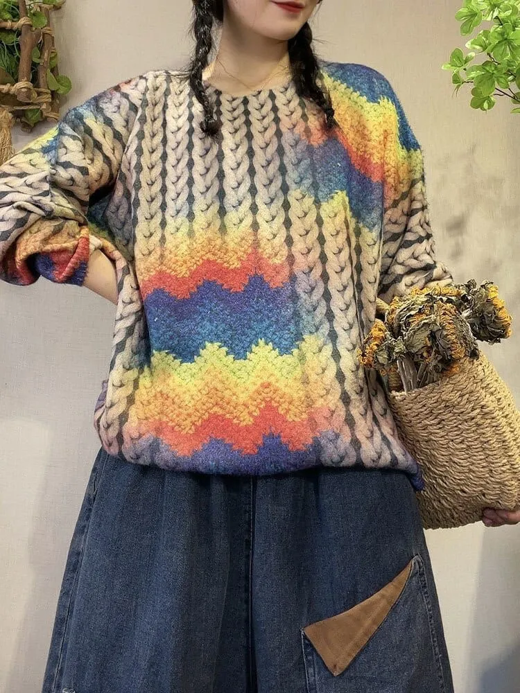 Harajuku Knitwear Printed Sweater