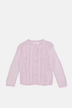 Infant girls Lilac Chain Stitch Cardigan