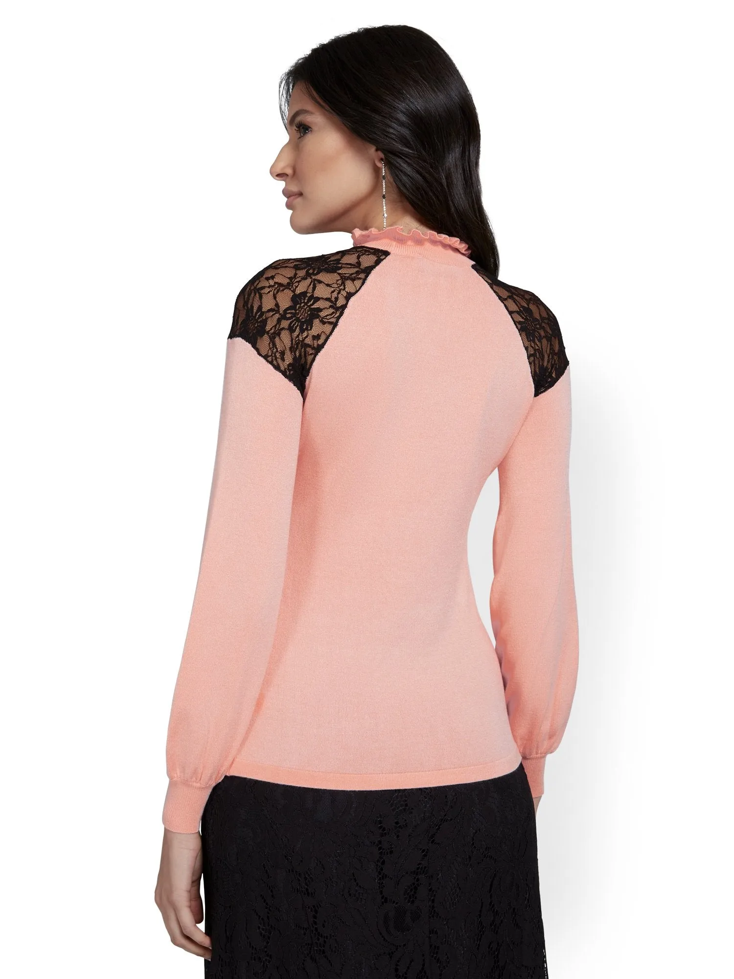 Lace-Accent Pullover Sweater