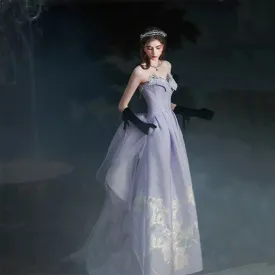 Light Purple Strapless Satin Prom Dress Sweetheart Formal Party Gown 715