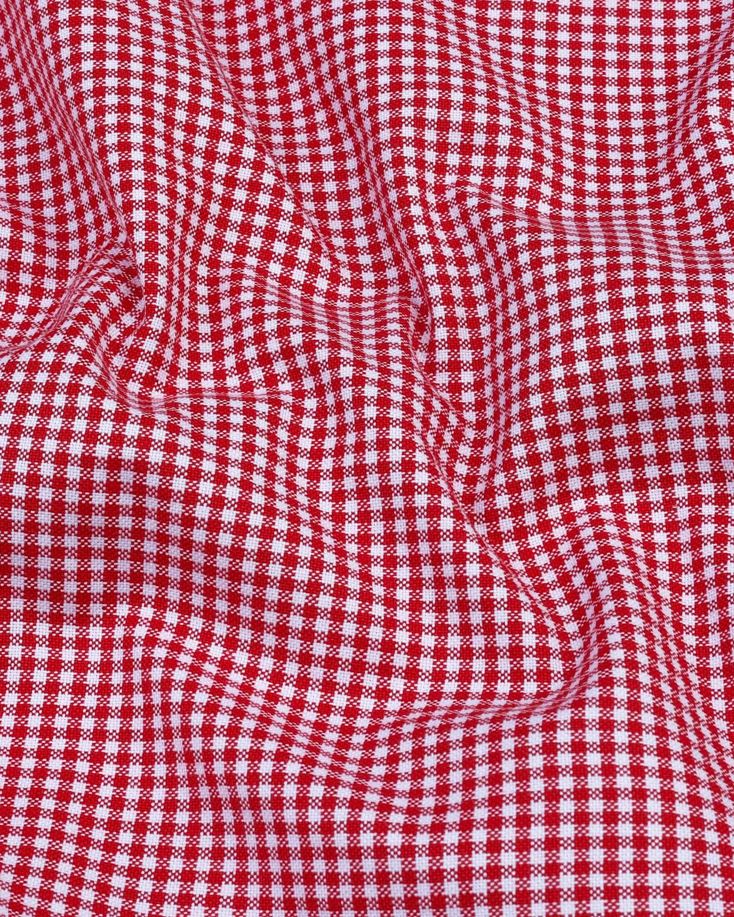 Lolo Blood Red With White Small Check Oxford Cotton Shirt