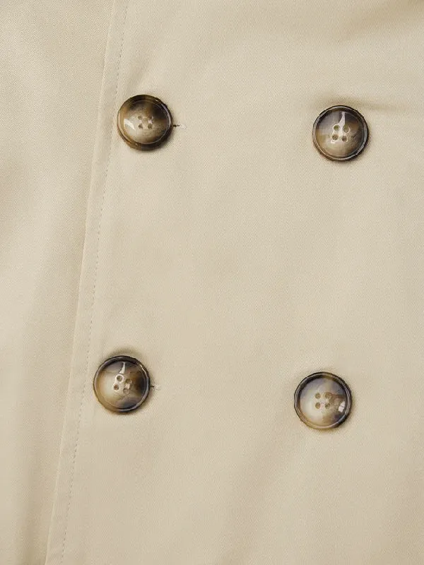 Loose Buttoned Pockets Solid Color Notched Collar Trench Coats