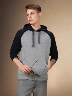 Men's Colorblocked Hooded Full Sleeves Regular Fit Hoodie
