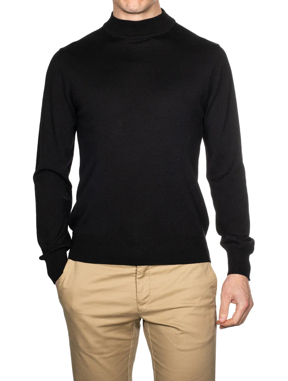 Merino Mock Neck Black