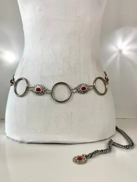 Metal and red tone belt