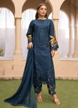 Midnight Blue Lawn Chikankari Trouser Suit Set