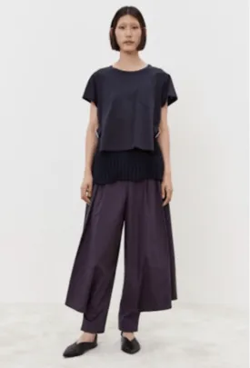 Navy Layered Blouse with Side Buckles