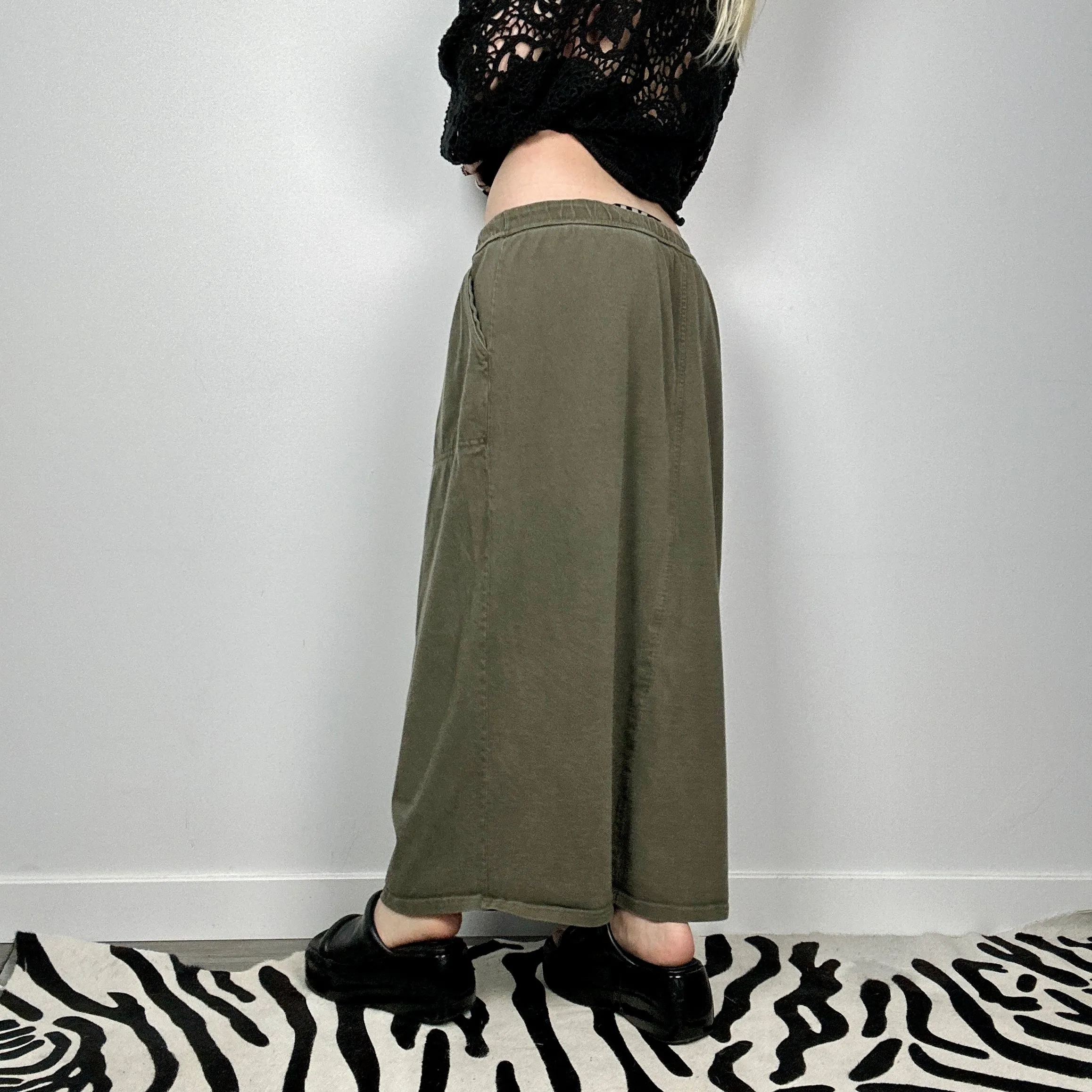Olive Cargo Maxi Skirt