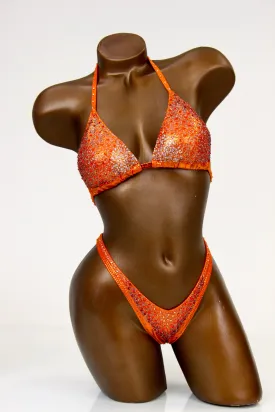 Orange Mystique Ombre Two-piece Figure Competition Suit