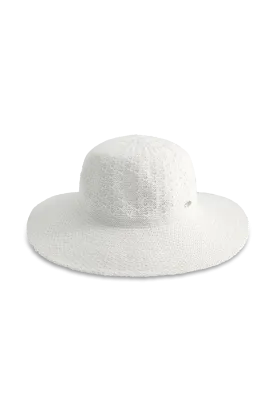 Perla Packable Wide Brim Hat | White