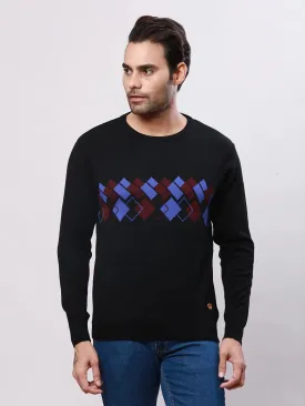 Raymond Men Black Argyle Acrylic Blend Sweaters